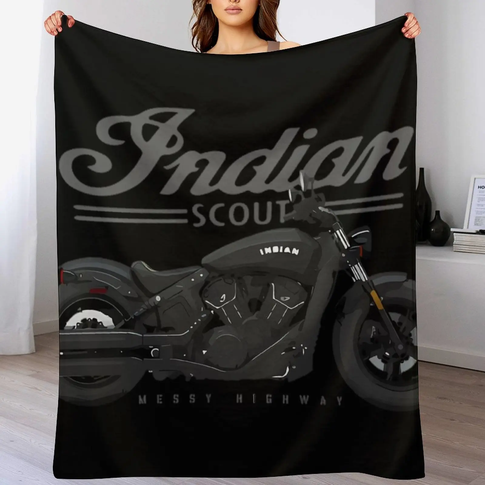 Indian Scout Messy Highway Throw Blanket