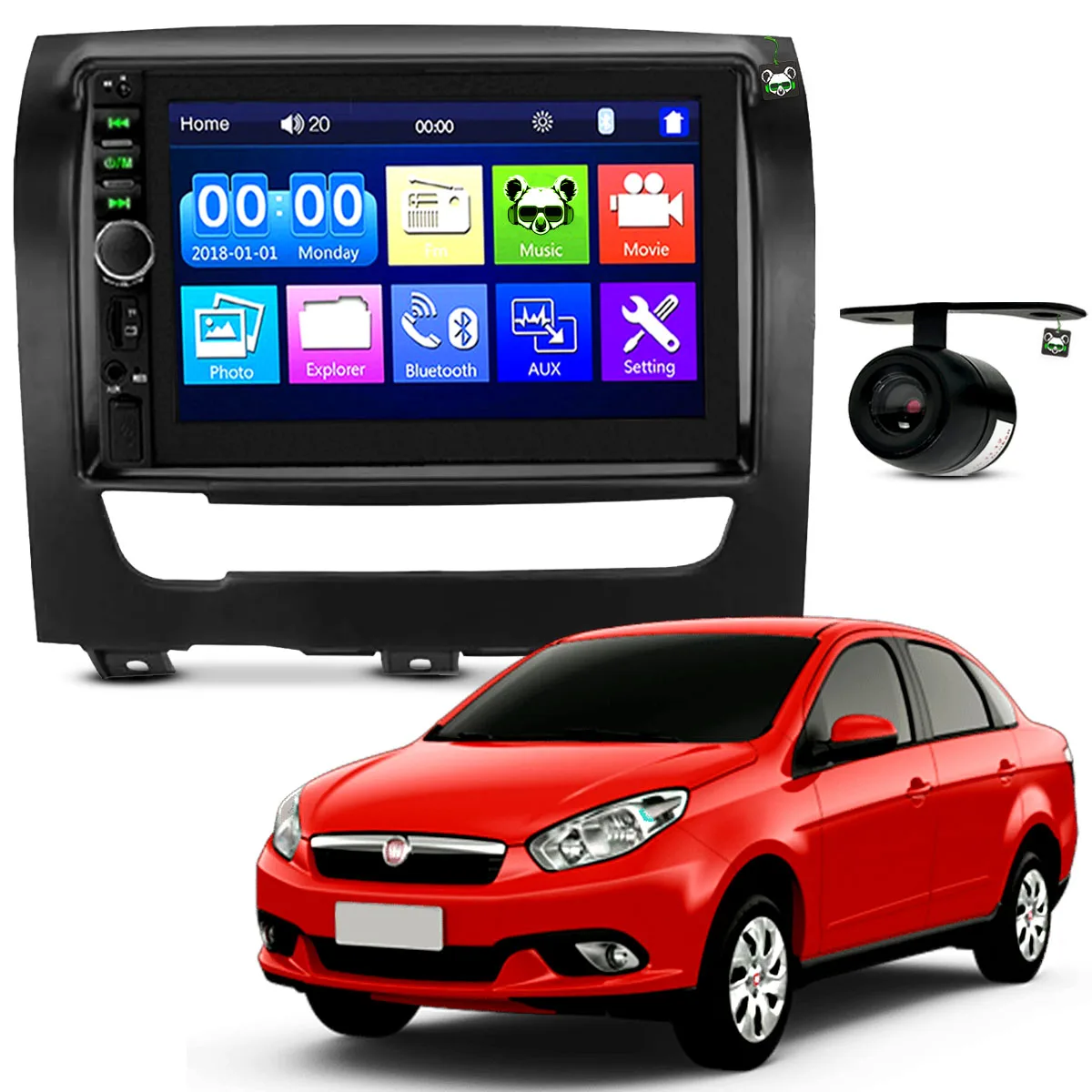 Zentrales Multimedia-Kit 2 Din Siena Kamera Graphit rahmen