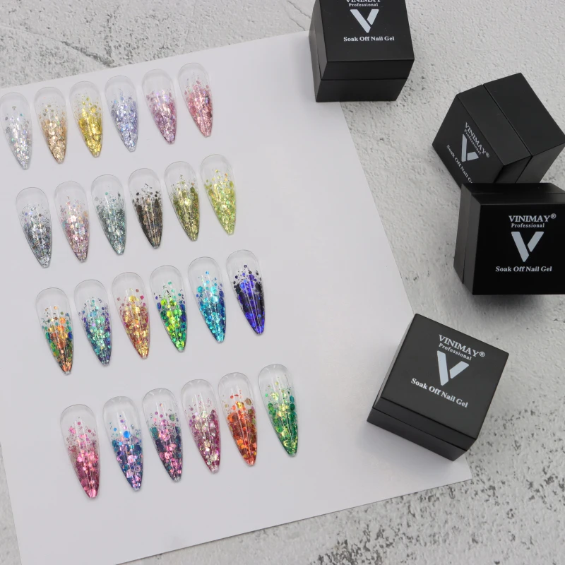 24 colori corea Glitter Gel smalto per unghie paillettes colla colorata esplosione per unghie colla riflettente brillante vernice strumenti per Nail Art