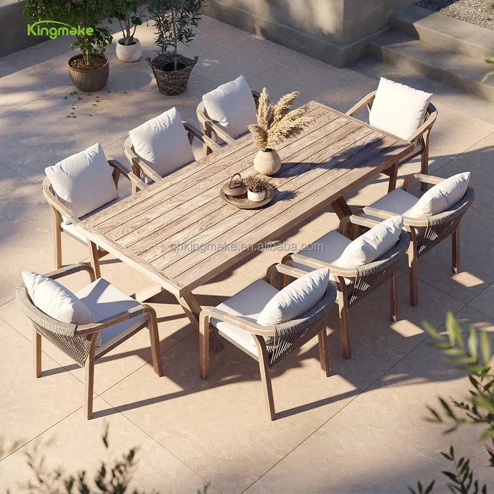 New Outdoor Teak Furniture Restaurant Furniture Sets Luxury Teak Wood 6 Or 8 Seater Dining Table And Chairs