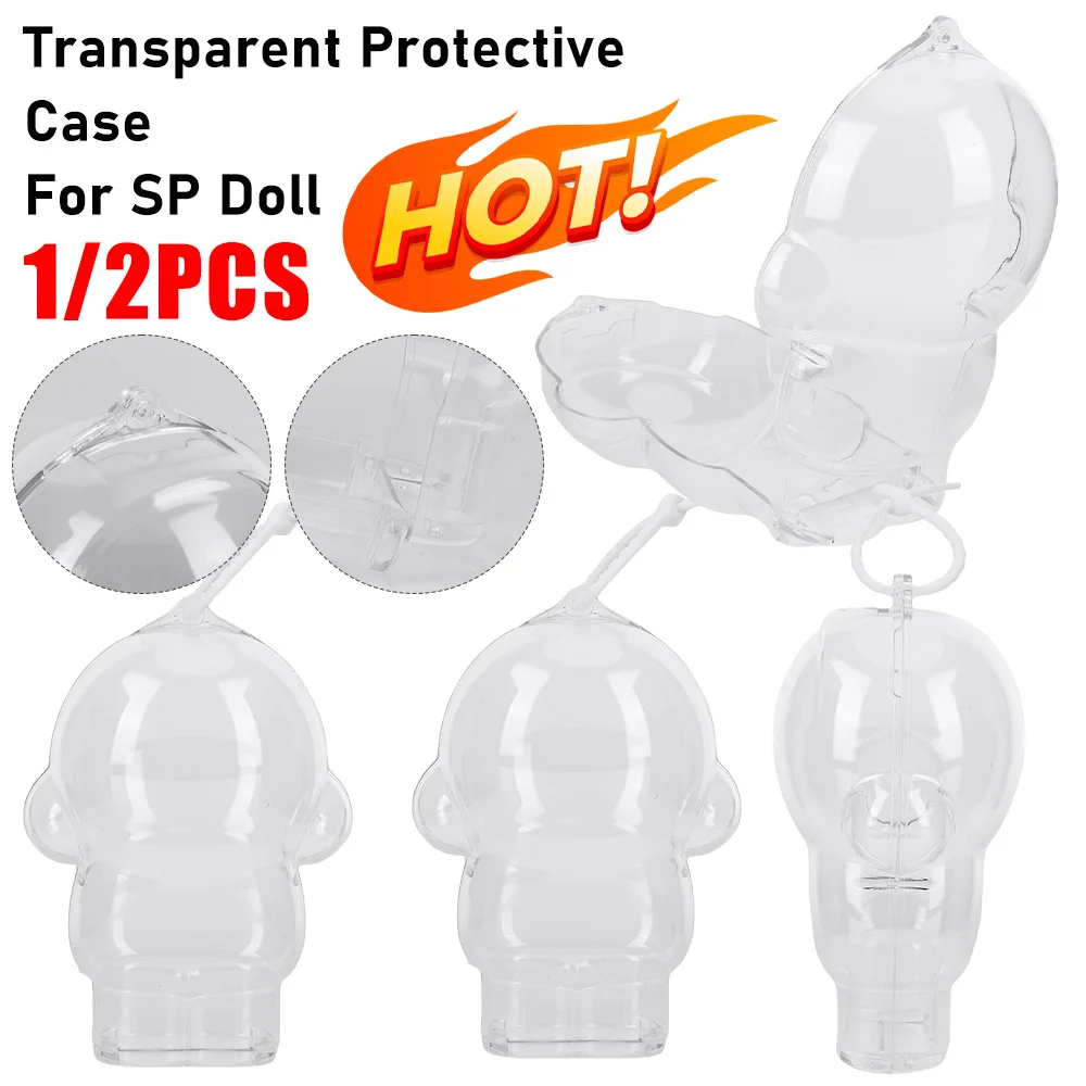 1/2 pçs para crânio panda movimento de inverno sp capa protetora transparente para boneca caixa organizadora de cabo portátil transparente
