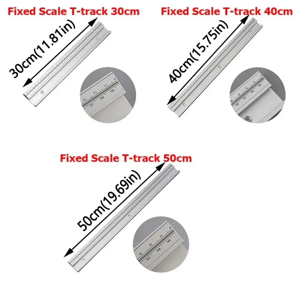 T-Tracks Slot Woodworking Slide Ruler with Scale Width 45mm Saw Table Tools Push Handle Fixed Clamp Woodworking Miter Track