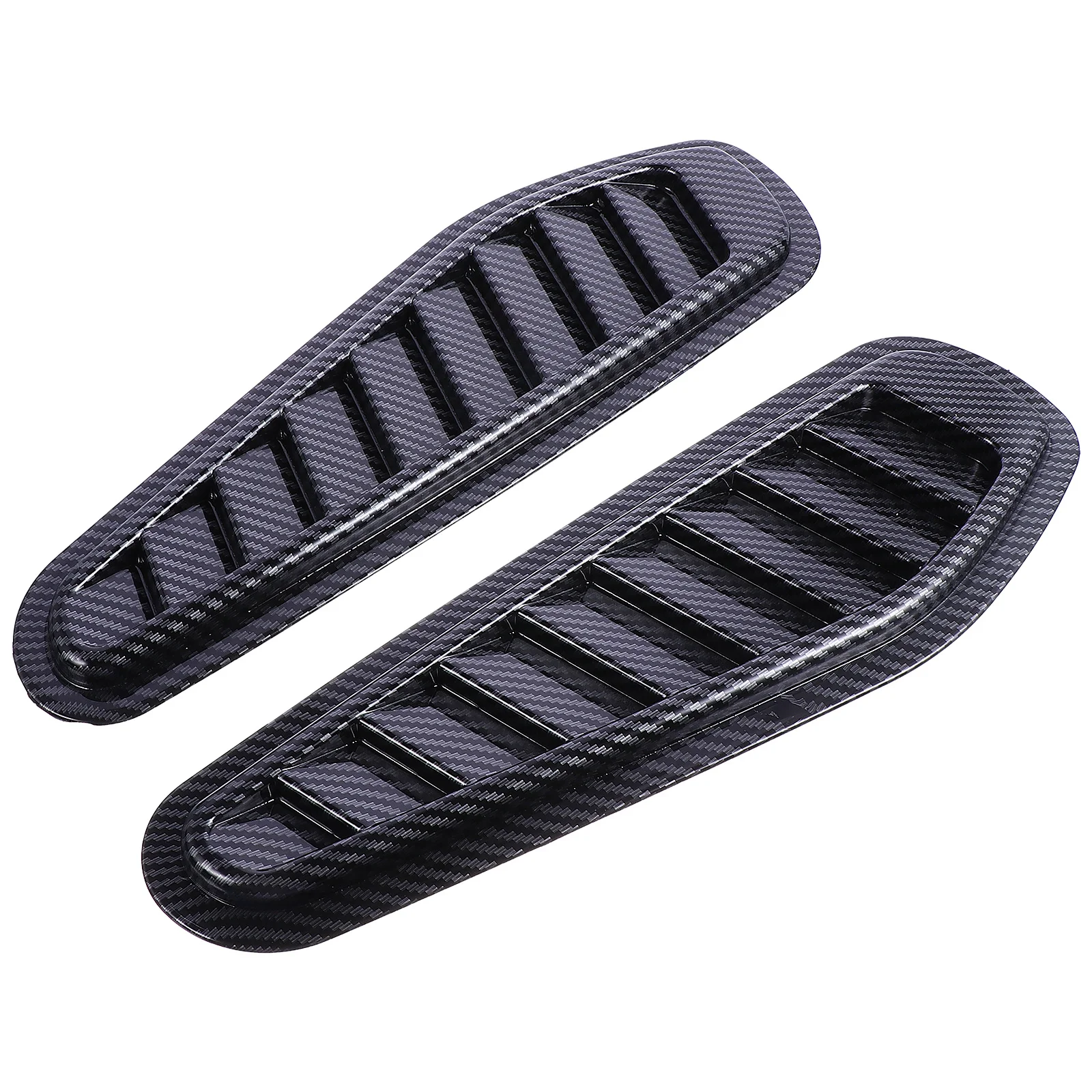 

2Pcs Carbon Fiber Texture Air Flow Vent Stickers for Car Hood Decorative Auto Accessories No Drill Installation Strong Adhesion