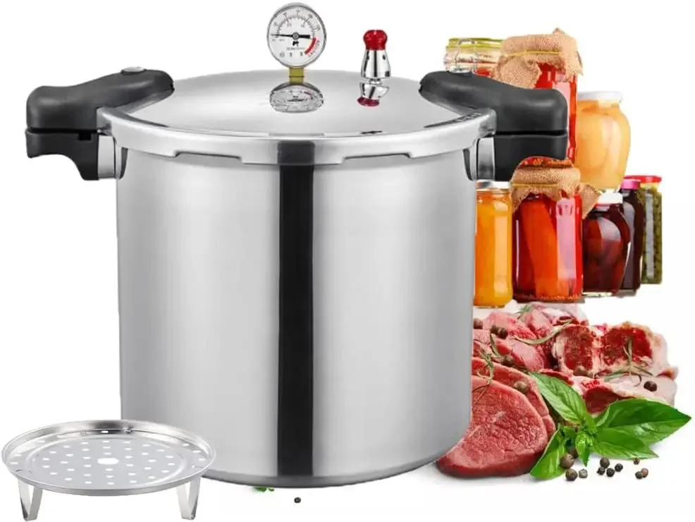 

25quart pressure canner cooker and cooker with cooking rack canning pressure cooker with gauge Explosion proof safety valveExtra