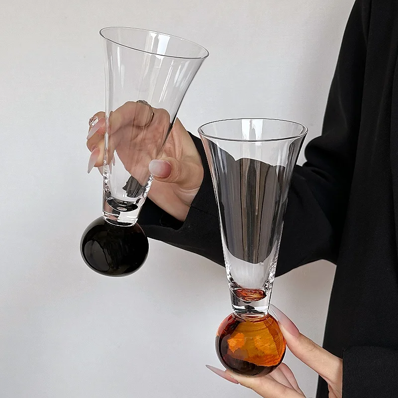Niche Creative Crystal Glass Cocktail Glass High-value Ball Champagne Glass Cold Drink