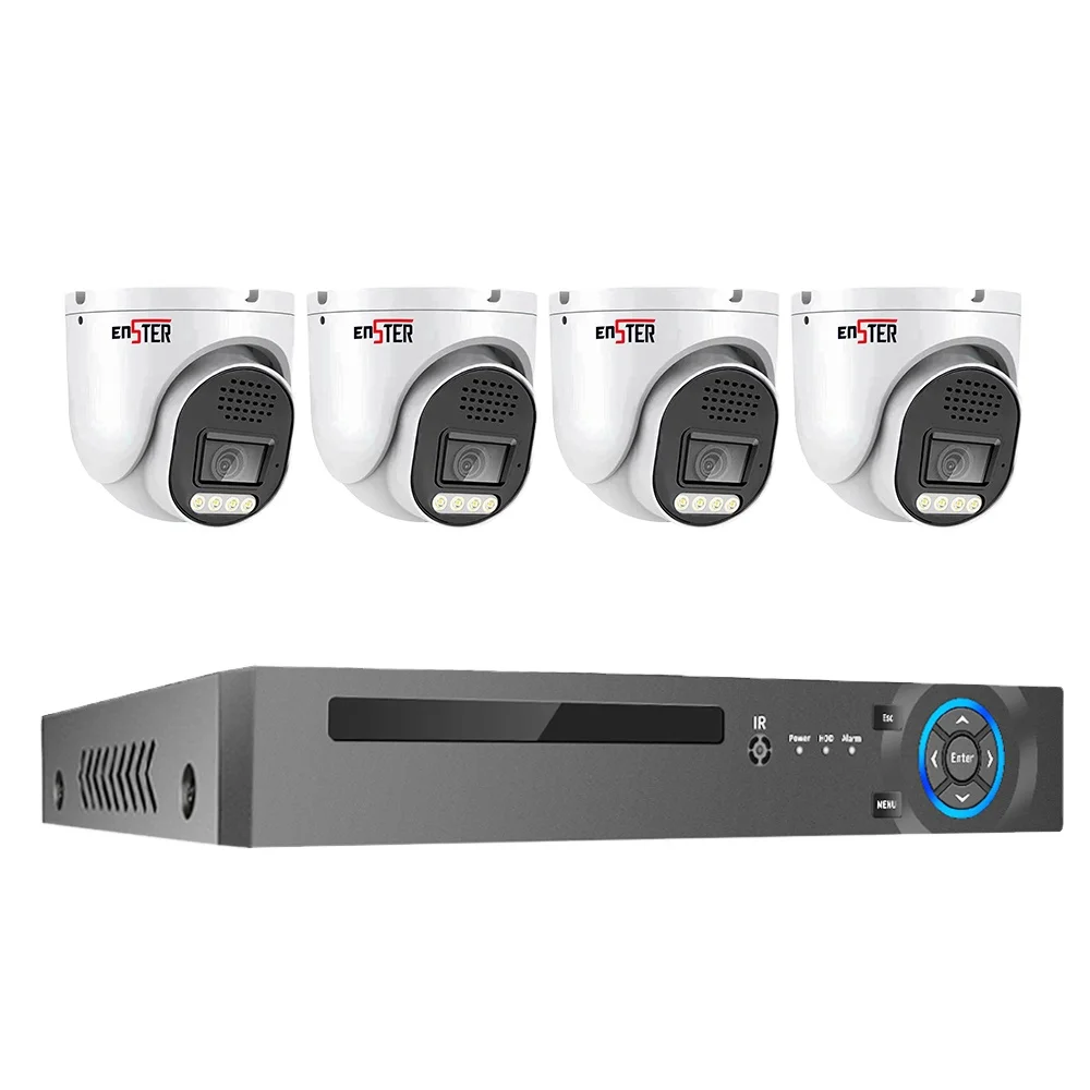 

L Two Way Audio Dome 4 Channels Indoor Face Detection IP66 H.265 4K 8MP Wired POE IP Network Security Home CCTV Camera System