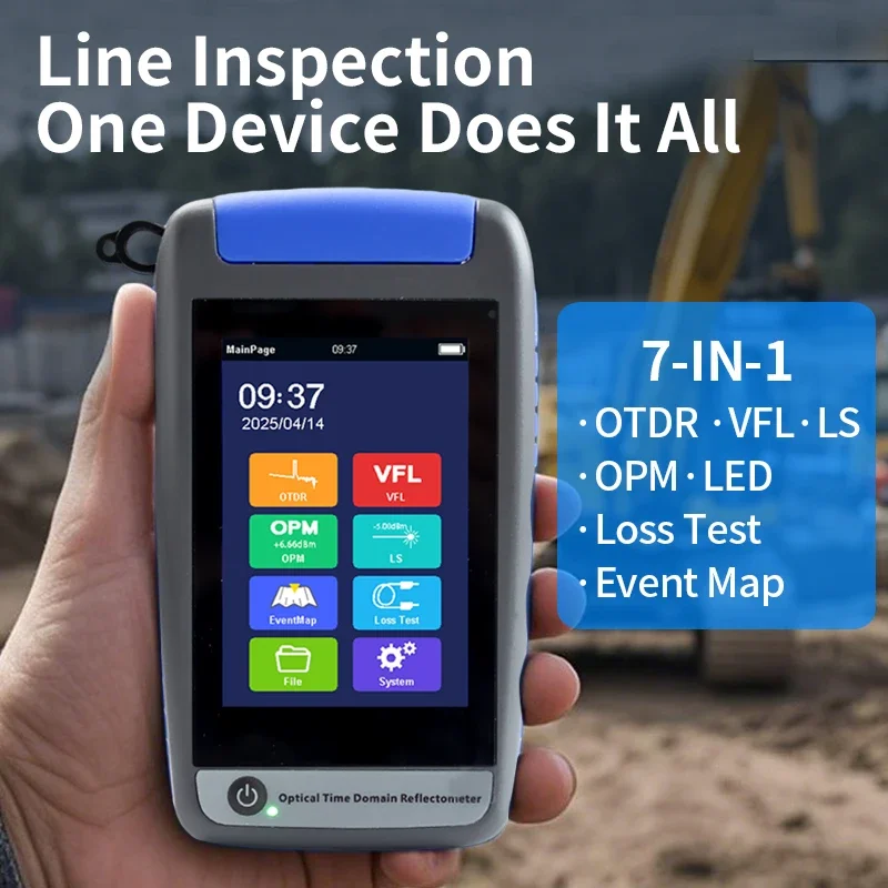 

New OTDR Fiber Optic Tester For Network Maintenance With 1550nm 20dB, Breakpoint & Loss Testing, Touch Screen, OPM & VFL