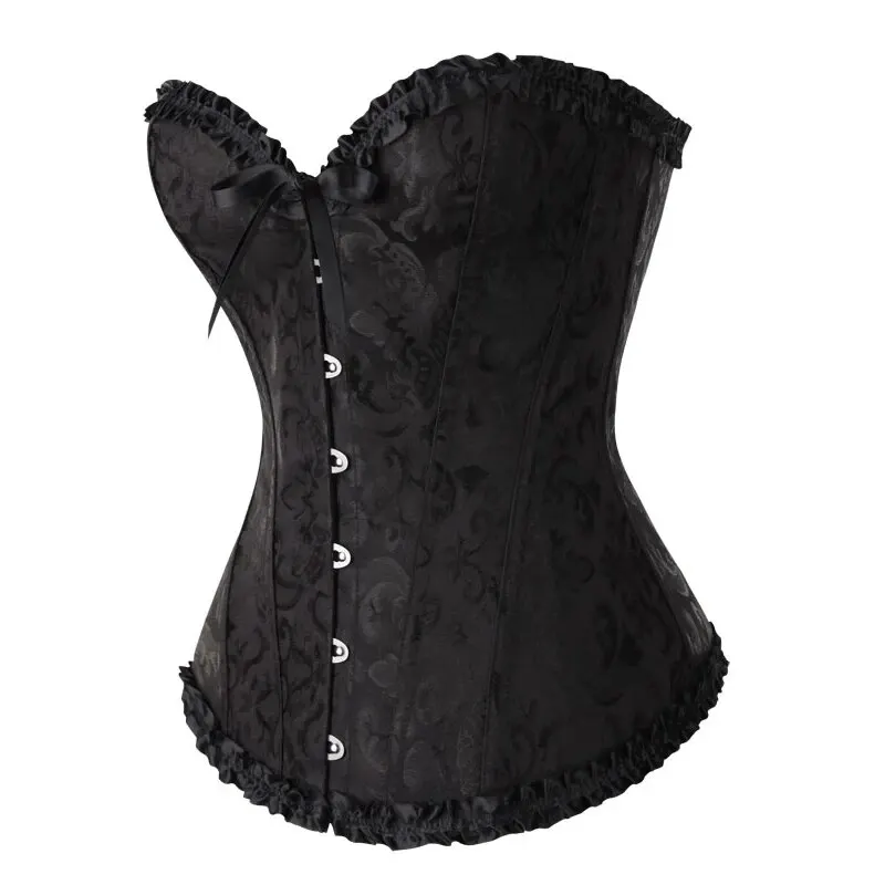 YBFDO Women Sexy Corsets Bustiers Floral Lace Tops Shapewear Overbust Corselet Blouse Gothic Brocade Retro Lingerie Waist Corset