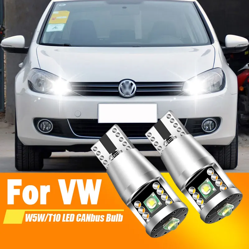 2xFor VW Golf mk3 mk4 mk5 mk6 3 4 5 6 Passat B5 B5.5 B6 B7 B8 CC Polo 6r Touran Caddy 2 LED Clearance Light Lamp W5W T10 Canbus