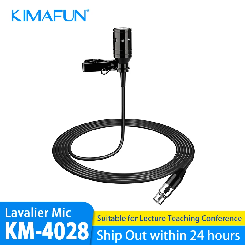 KIMAFUN Professional Lavalier Lapel Cardioid Condenser Microphone For AKG Wireless BodyPack Transmitter 3-pin XLR female