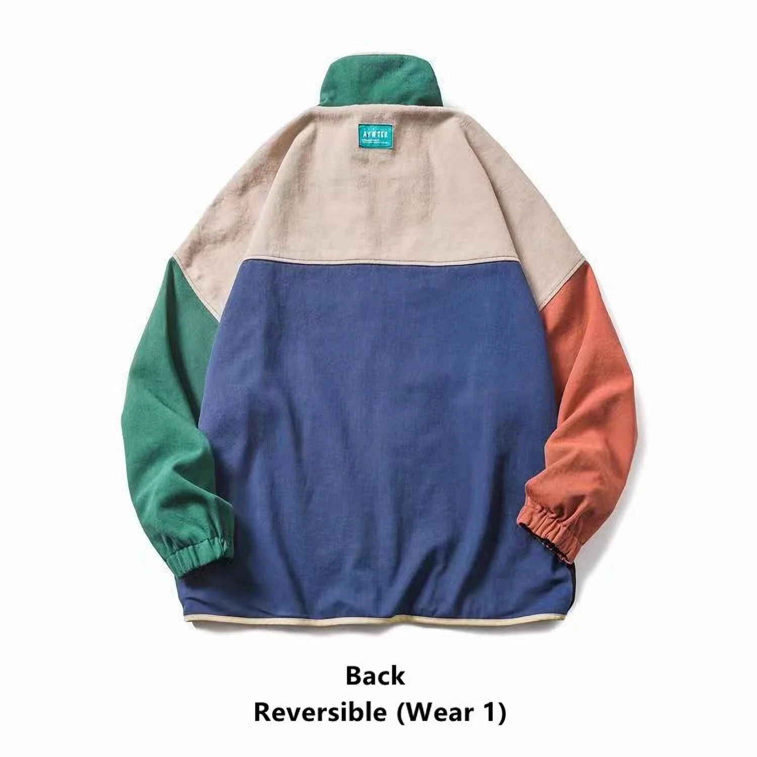 Spring Vintage Jackets Men Contrast Color Windbreaker Women Coat Two Wear Reversible Oversized Retro Jackets 90s Clothing