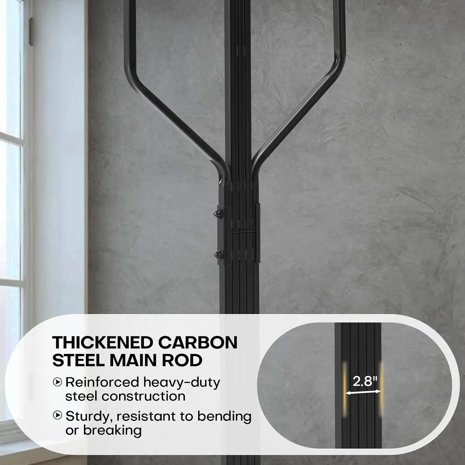 Coat Rack Freestanding Metal Coat Tree with 10 Hooks, Black | Heavy Duty Standing Coat Rack, Stainless Steel Marble, Customized view 6