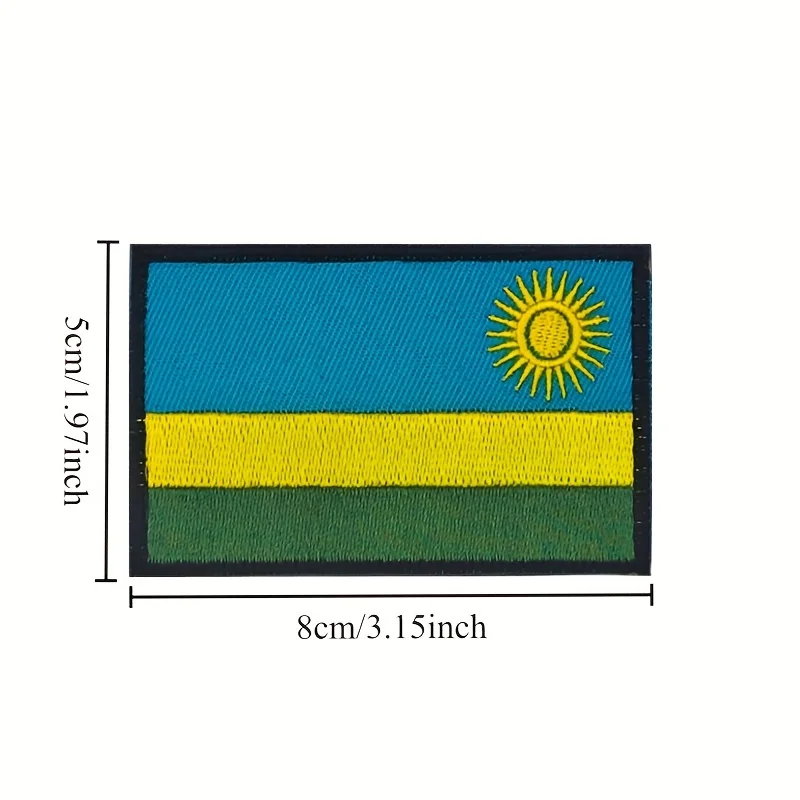 ملصق قماشي مطرز بعلم رواندا 8 * 5 سم، حقيبة تزيين مطرزة برقعة تكتيكية، قبعة، إكسسوارات السفر مع خطاف ولو