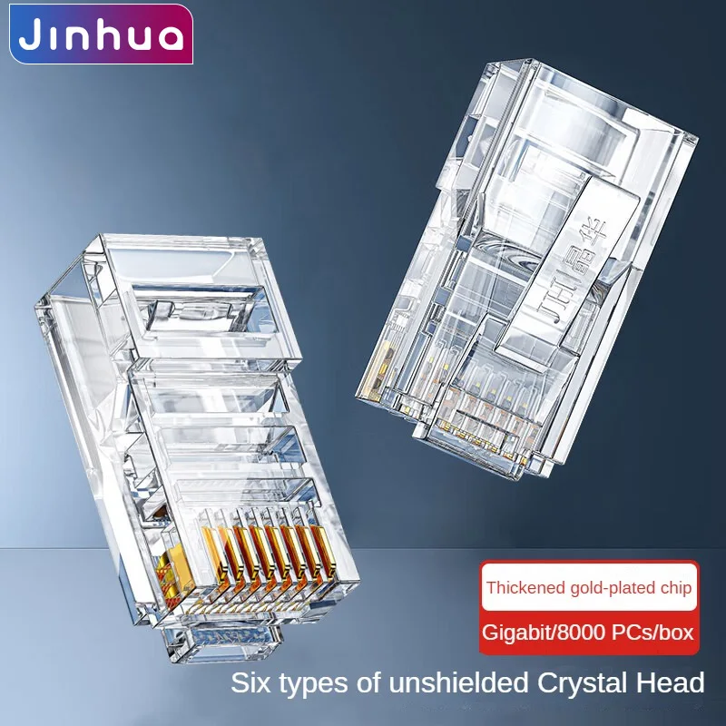 

Разъемы Ethernet Cat6 RJ45, модульные штекеры Jinhua с золотым покрытием 8P8C для сетевого кабеля, роутера, коммутатора, ноутбука, телеприставки