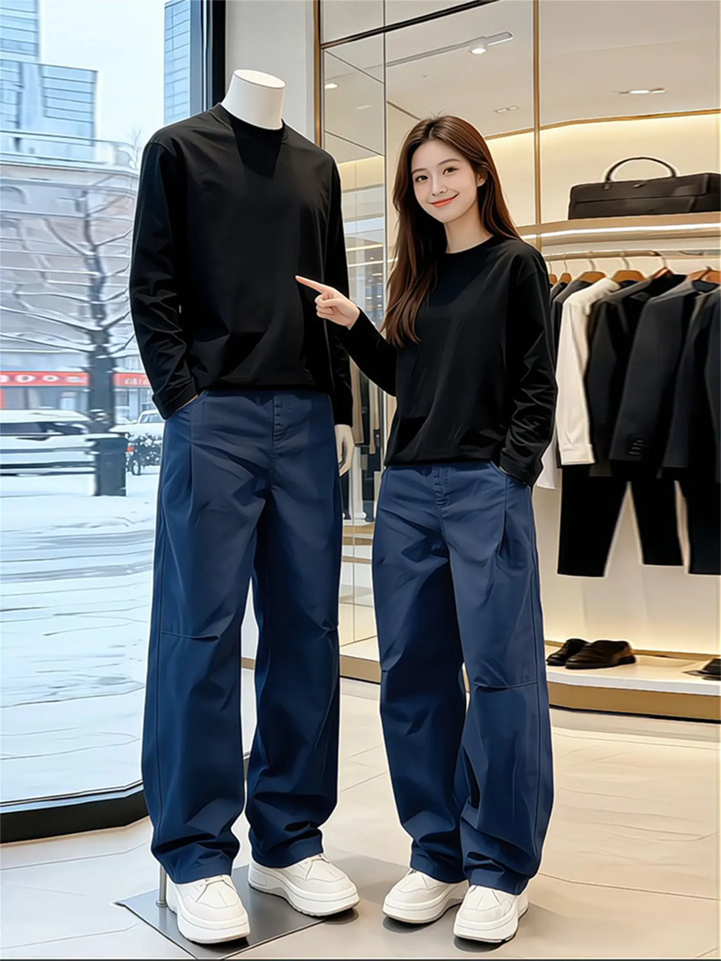 

Retro American Sle Casual Pants Men's Loose Wide Leg Long Trousers Autumn Winter Workwear Cleanfit Knife Loose Fit