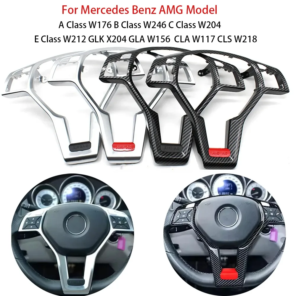 Car Steering Wheel Chrome Panel Cover Trim For Mercedes Benz AMG A B C E Class W176 W246 W204 W212 For GLK GLA CLA CLS