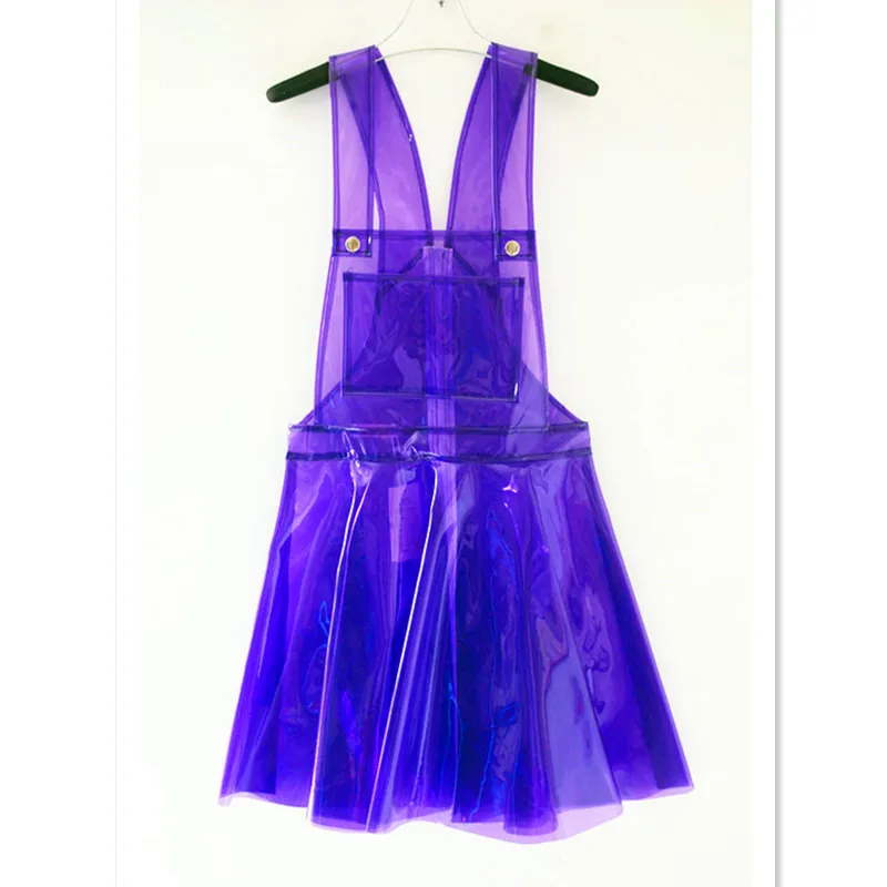 Female Singer Ds Costume Transparent Plastic Expansion Bottom PVC Dress Vestido Summer Clothes Women Clear Vinly A LINE