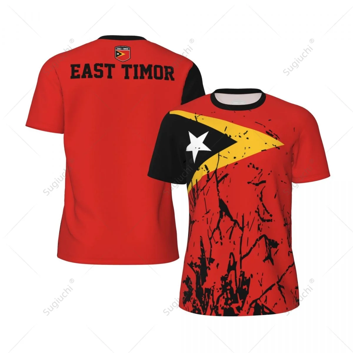 Exclusive design East Timor Flag Grain 3D Printed Men For Running Bike Soccer Tennis Fitness Sports tshirt Mesh Short T-shirt