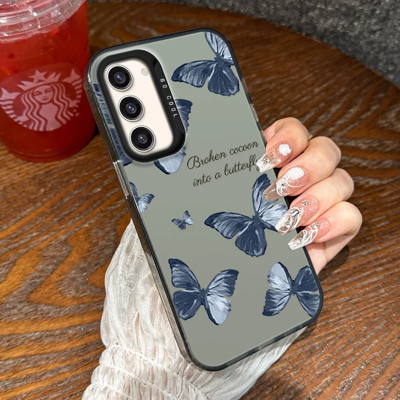 Fasion Luxury Laser Case for Samsung M22 M23 M30S M31 S20 S21 S22 S23 FE S24 5G PLUS ULTRA Shockproof Cover Coque Butterfly