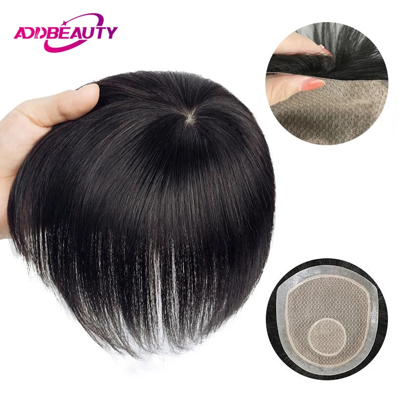 Men Wig Human Hair Straight Indian Remy Human Hair Wigs Silk Base Toupee Biological Scalp Invisible Hair System Natural Color