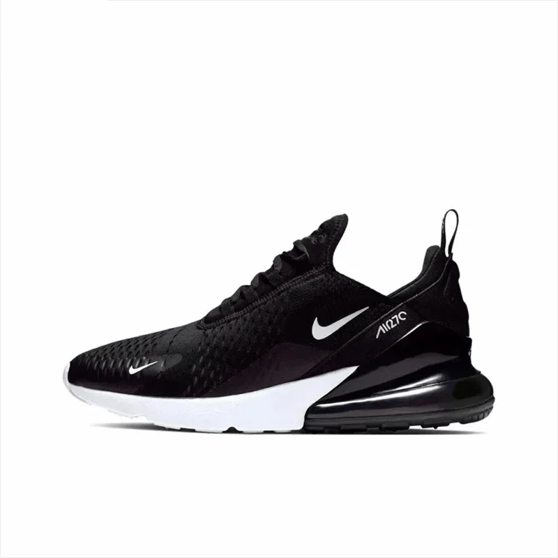 Nike Air Max 270 Retro Minimalist Low Top Air Cushioned Casual Running Shoes for Both Men and Women, White and Black