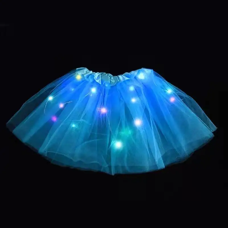 Faldas de tutú con luz LED brillante para niña, disfraz de hada, falda iluminada para boda, fiesta de cumpleaños, Cosplay de princesa, 30cm