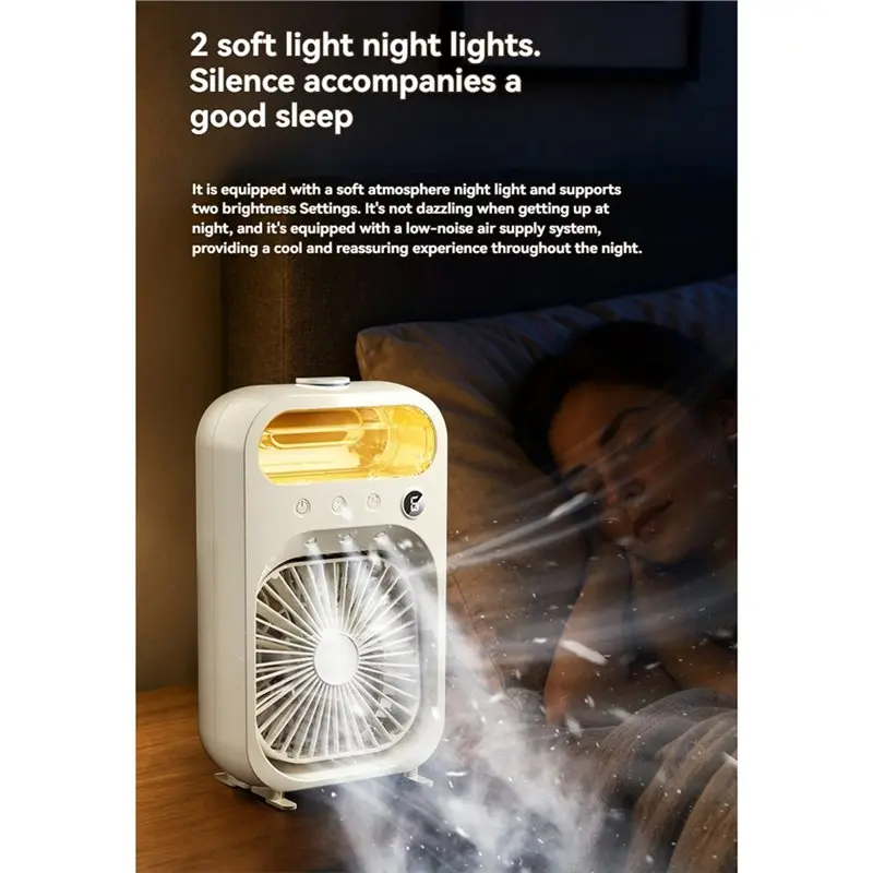 BABZ USB Air-Cooling Mist Fan Portable Desktop Humidifying Fan with Ice Water Tank for Office Outdoor