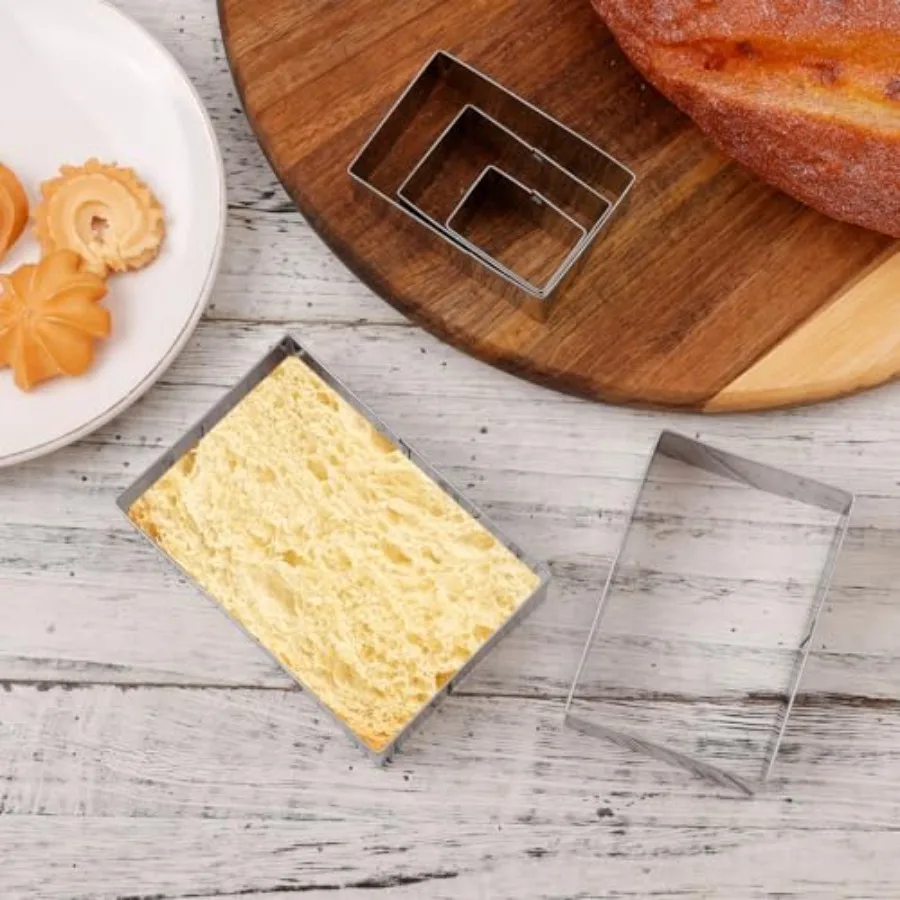 5pcs Rectangular and Square Ce Cutter Set Stainless Steel Silver