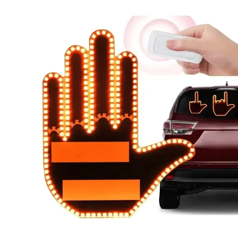 

Middle Gesture with Remote Funny Finger Universal Car Light Road Rage Signs Hand Lamp Sticker Glow Panel for Car Window 2025