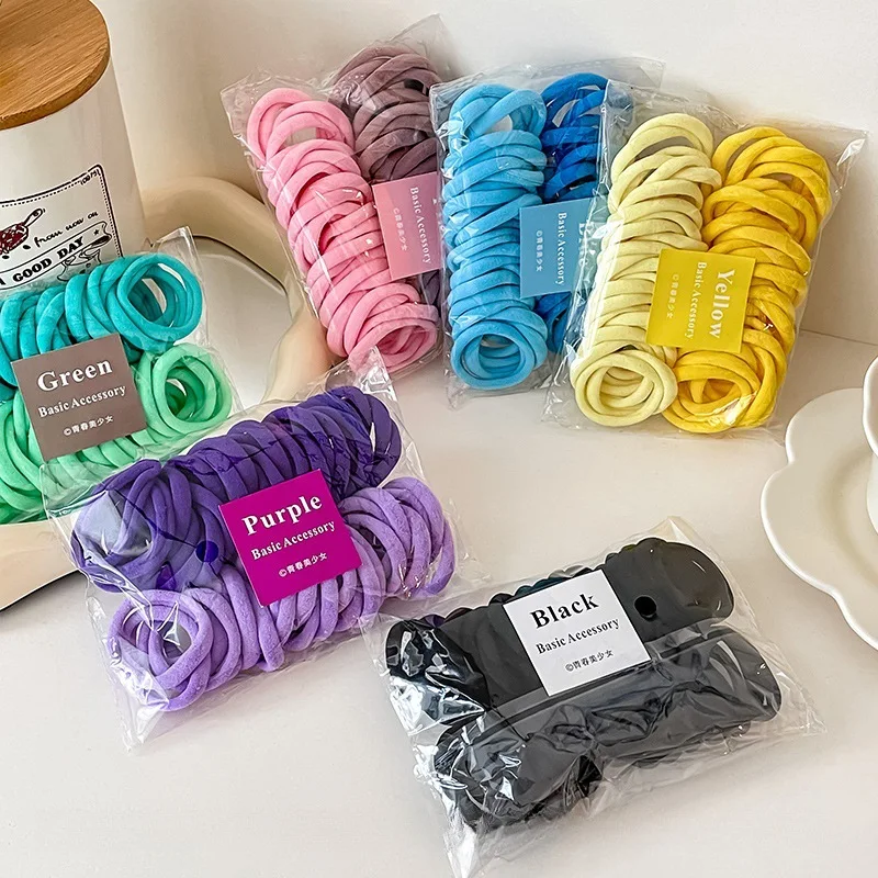 

50Pcs Women Girls Candy Colors Nylon Basic Scrunchies Hair Tie Ponytail Hold Hair Rubber Bands Fashion Hair Accessories