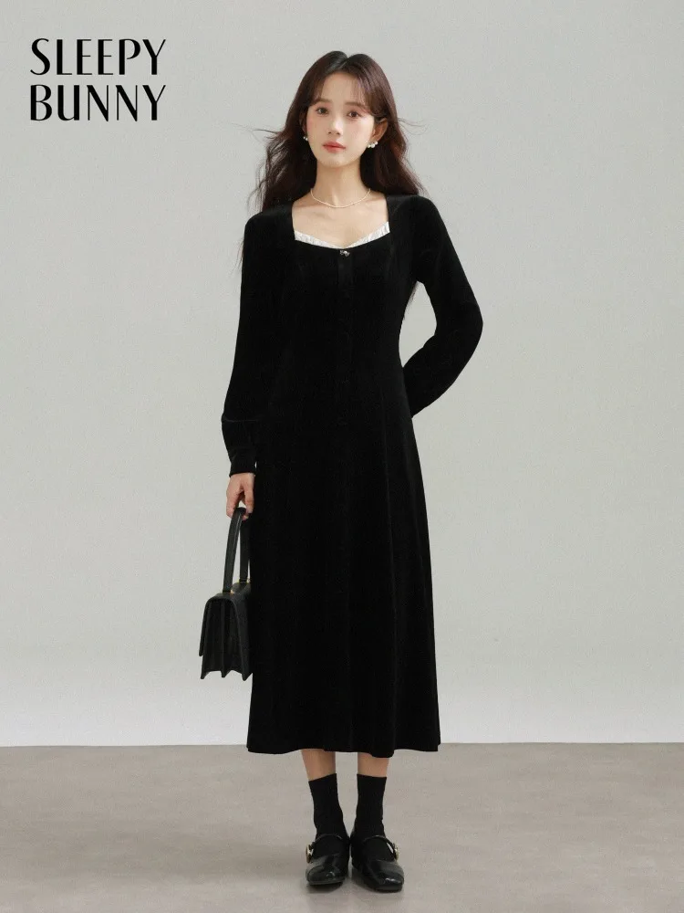 

Черное бархатное длинное платье для женщин, элегантное облегающее платье миди с талией, шикарное повседневное платье ранней весны, стиль повседневной носки