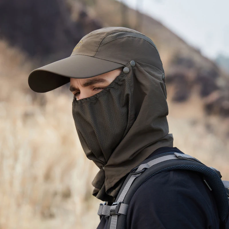 التجفيف السريع قبعة بيسبول الصيف الأشعة فوق البنفسجية حماية قبعات للحماية من الشمس للرجال النساء في الهواء الطلق انفصال شال المشي لمسافات طويلة قبعة الصيد #4