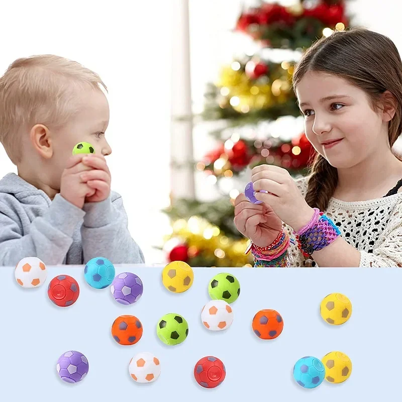 5Pcs Color Soccer Fingertip Gyro Decompression Toys Shower Party Favors Finger Game Toys Pinata Fillers Christmas Party Gift