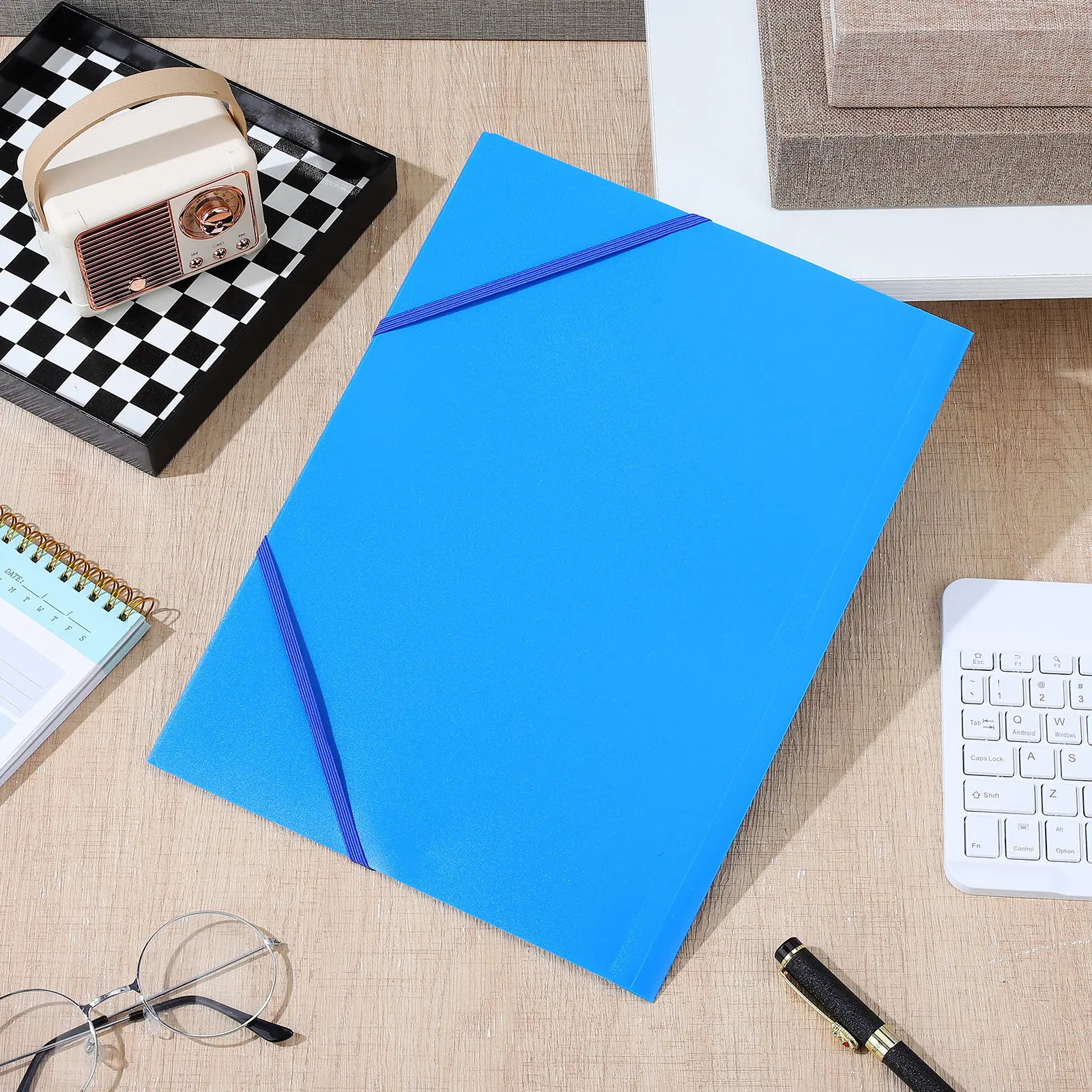 

3Pcs Folding Document Organizer Folder Elastic Band Office School File Pouch for Important Document Storage Portable Holder