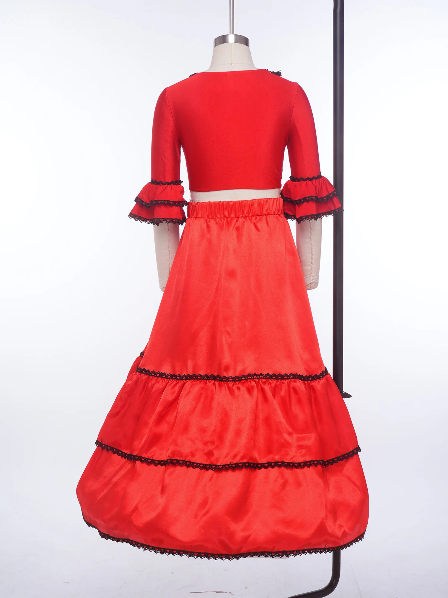 Trajes Clásicos Mexicanos de Flamenco para Niñas, Vestido de Danza Flamenco para Niñas, Ropa de Danza para Actuaciones Infantiles