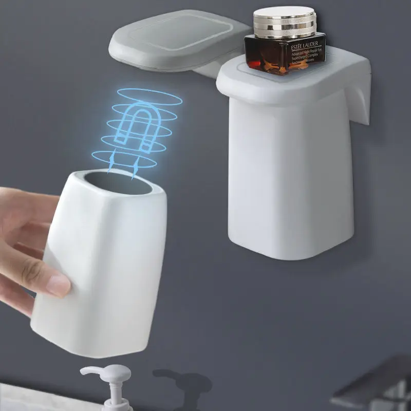 1 Stück Minimalistischer Magnetischer Mundspülbecher Wandmontierter Zahnbürstenhalter Spülbecher Zahnputzbecher Dentalbecher