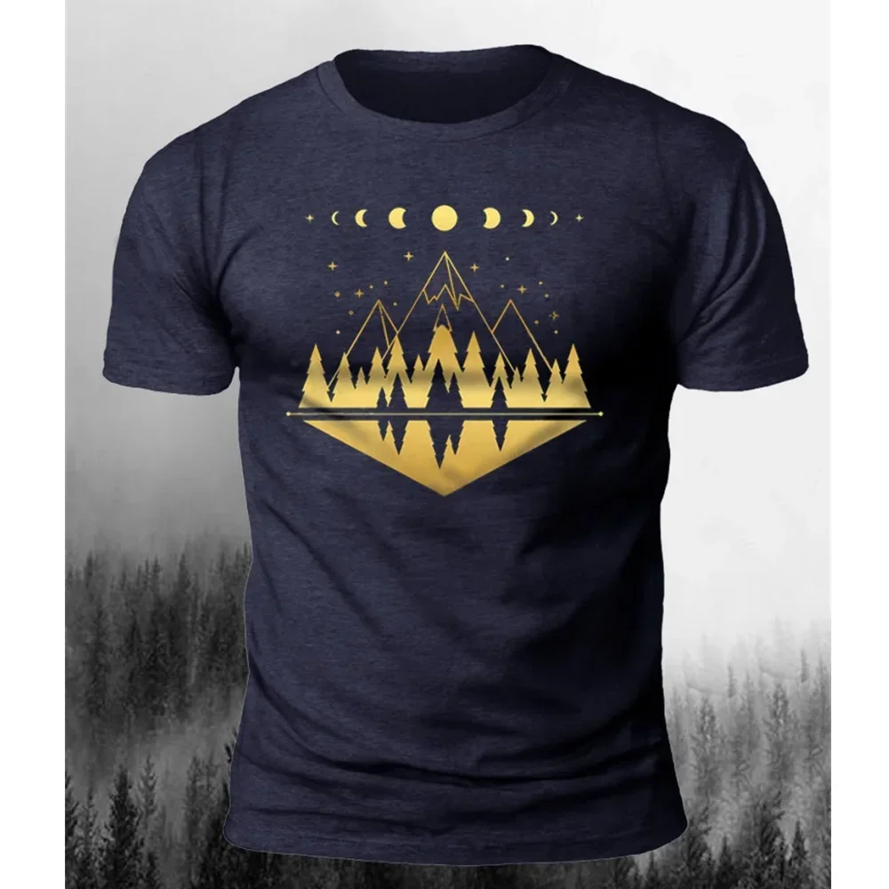 2025 Men's with mountain pattern 3d printing, Men's T-shirt,Loose shirt top fashion sports  street casual wear (polyester fiber