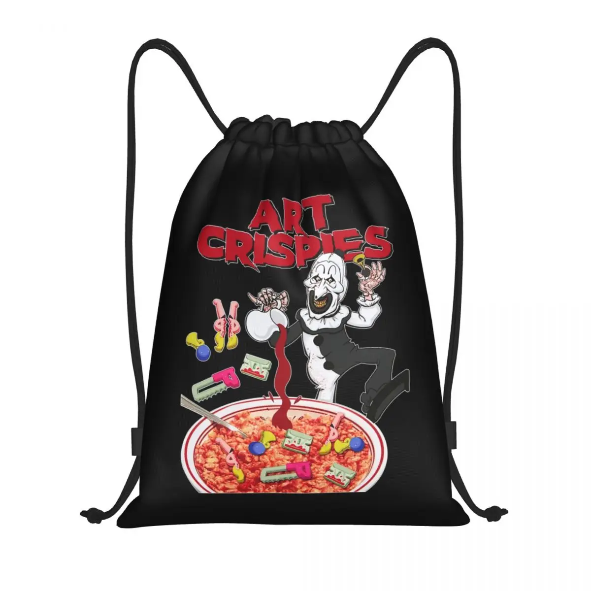 Art Crispies Terrifiers Halloween Horror Movie Drawstring Bags Men Women Foldable Gym Sports Sackpack Training Backpacks