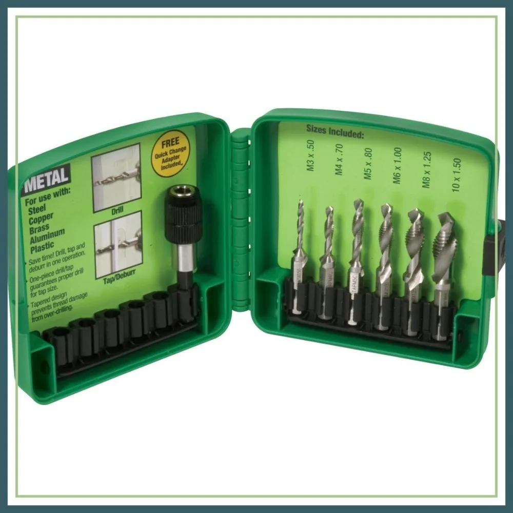 

Drill/Tap/Countersink Set, Metric, 6 Pc, M3-M10