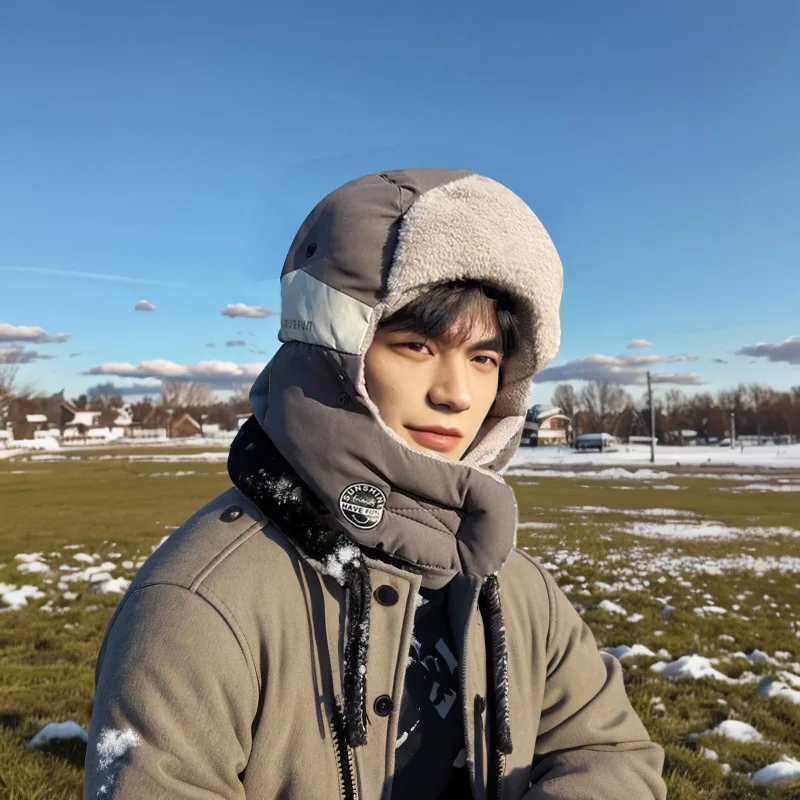 قبعة تزلج للرجال مع حماية للأذن، قبعة صياد مقاومة للرياح في الهواء الطلق، قبعة ركوب الخيل من القطن الدافئ للشتاء والطقس البارد
