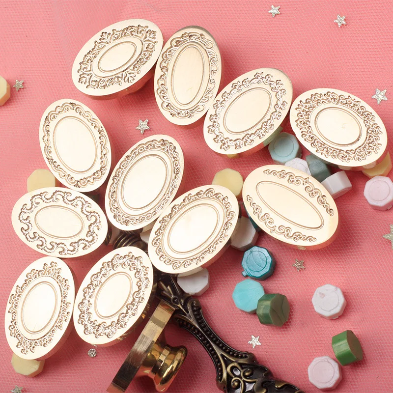 

Pattern Border Wax Seal European Retro Series Fire Paint Seal Ellipse Can be Cut Edge Hand Account Making Tool