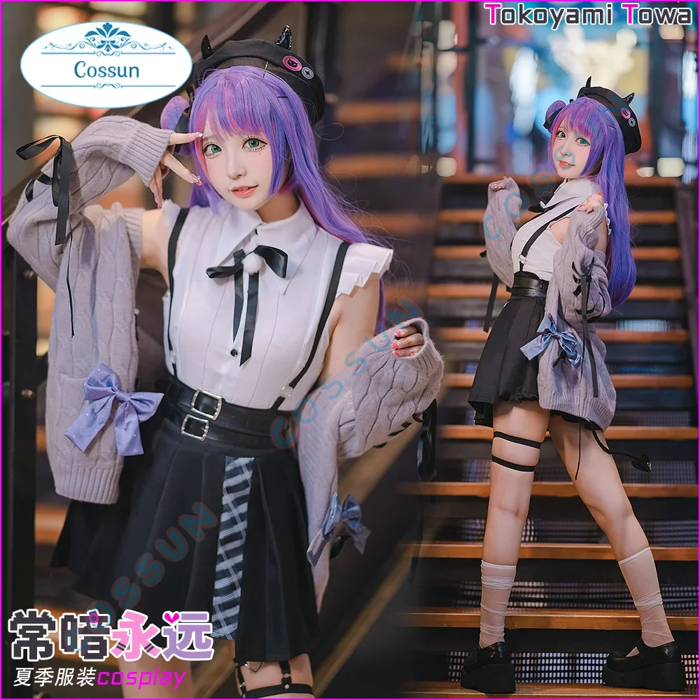 

VTuber Tokoyami Towa Косплей Костюм Аниме Платья Рождество Хэллоуин Прекрасный Женский Костюм Парик
