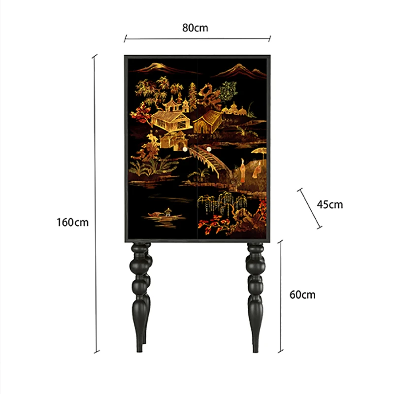 Chinese style solid wood retro high legged bedroom bedside cabinet