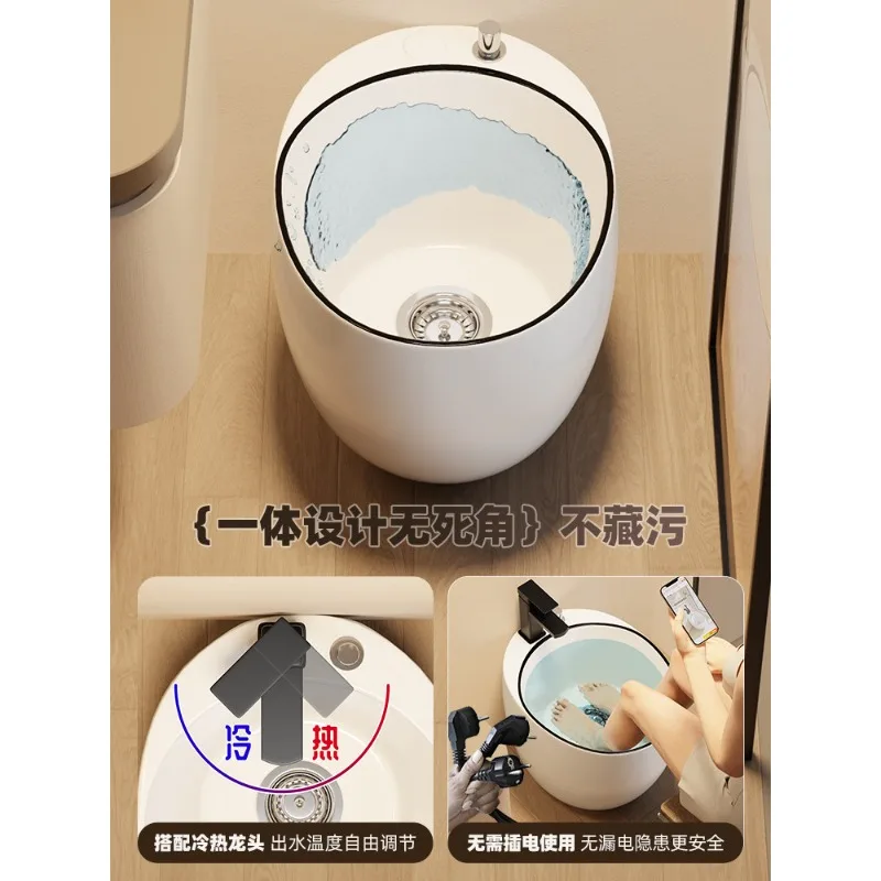 Deep Soaking Oval Egg Shape Ceramic Foot Soaking Tub Multifunctional Bathroom Foot Wash Basin Model W101