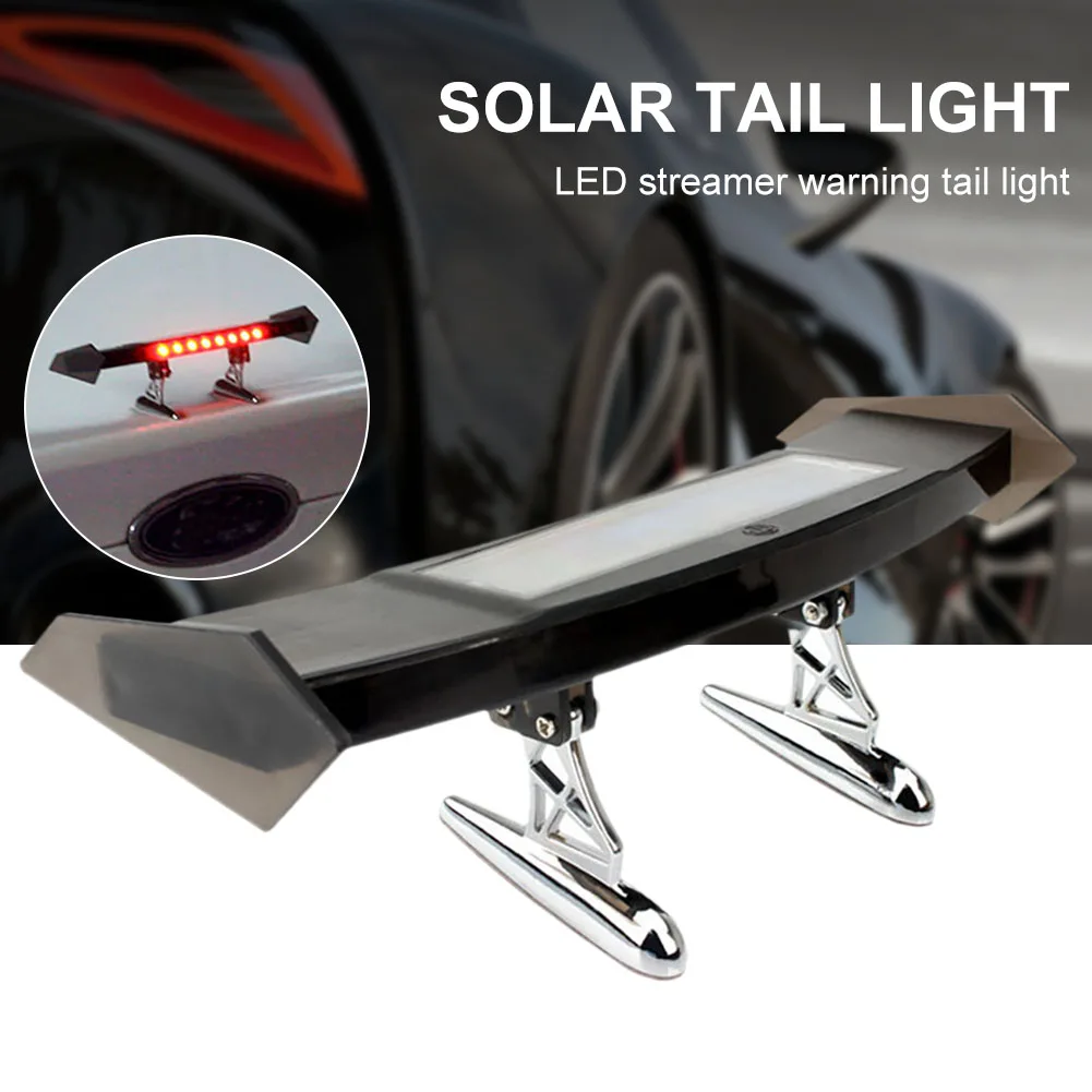 Car Brake Light Solar Powered LED Spoiler Mini Rear Wing Taillight Vibration Sensor LED Warning Lamp Turn Signal Car Accessories