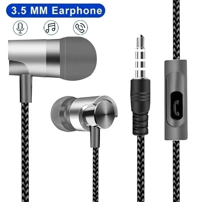 Universal 3.5mm In-Ear Headphones Metal Bass Earbud Design Sports Running Daily Listening Office Study Audio Supplies Supplies