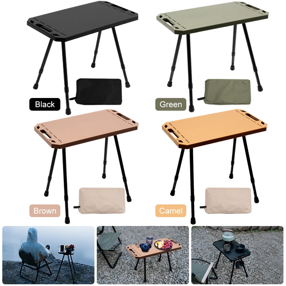 Folding Camping Table Adjustable Height Outdoor Table Aluminium Alloy Side Table for Outdoor Indoor Picnic BBQ Hiking