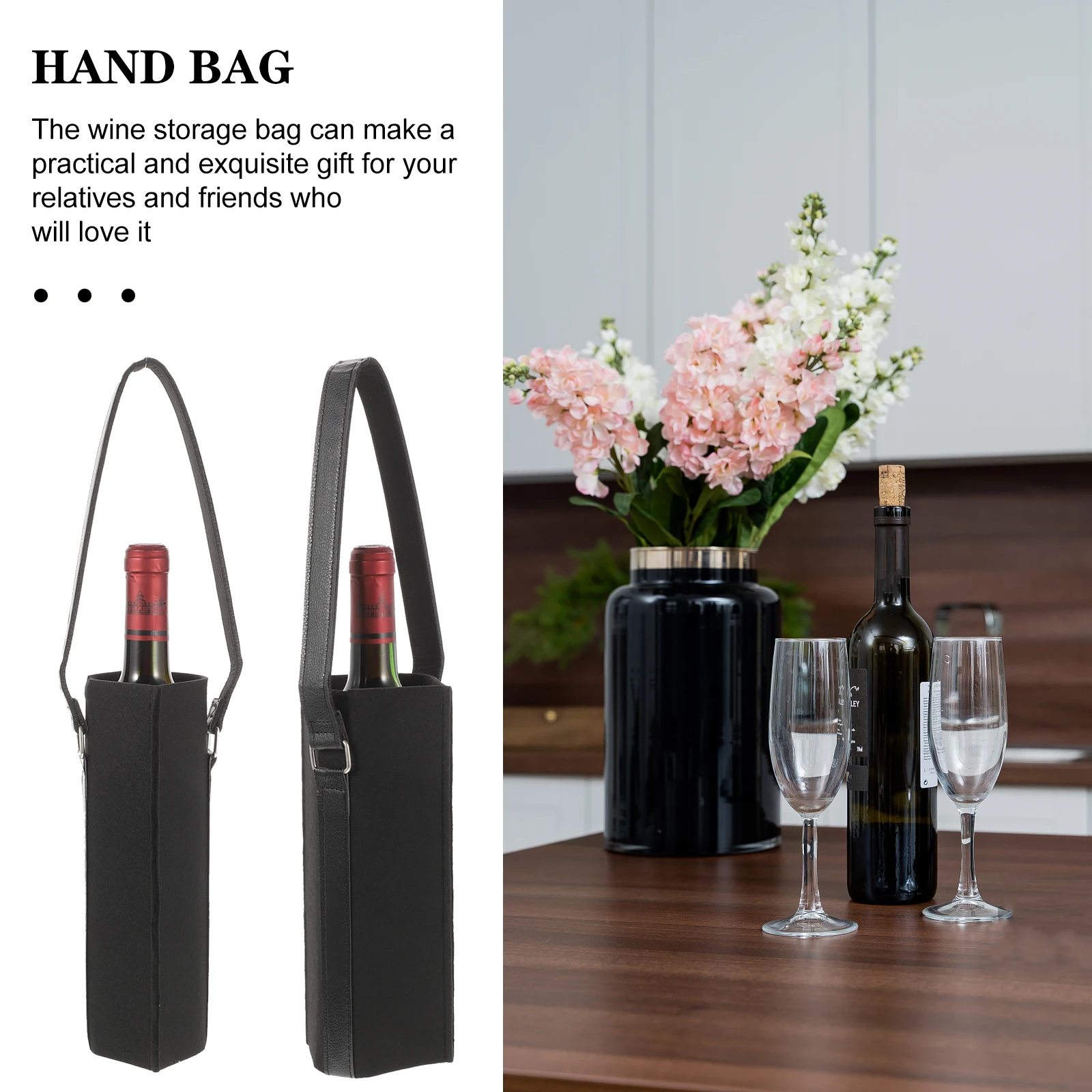 

Felt Wine Bottle Bag Single Protective Tote For Christmas Picnic Beach Outdoor Reusable Gift Packaging Storage Carrier Handle