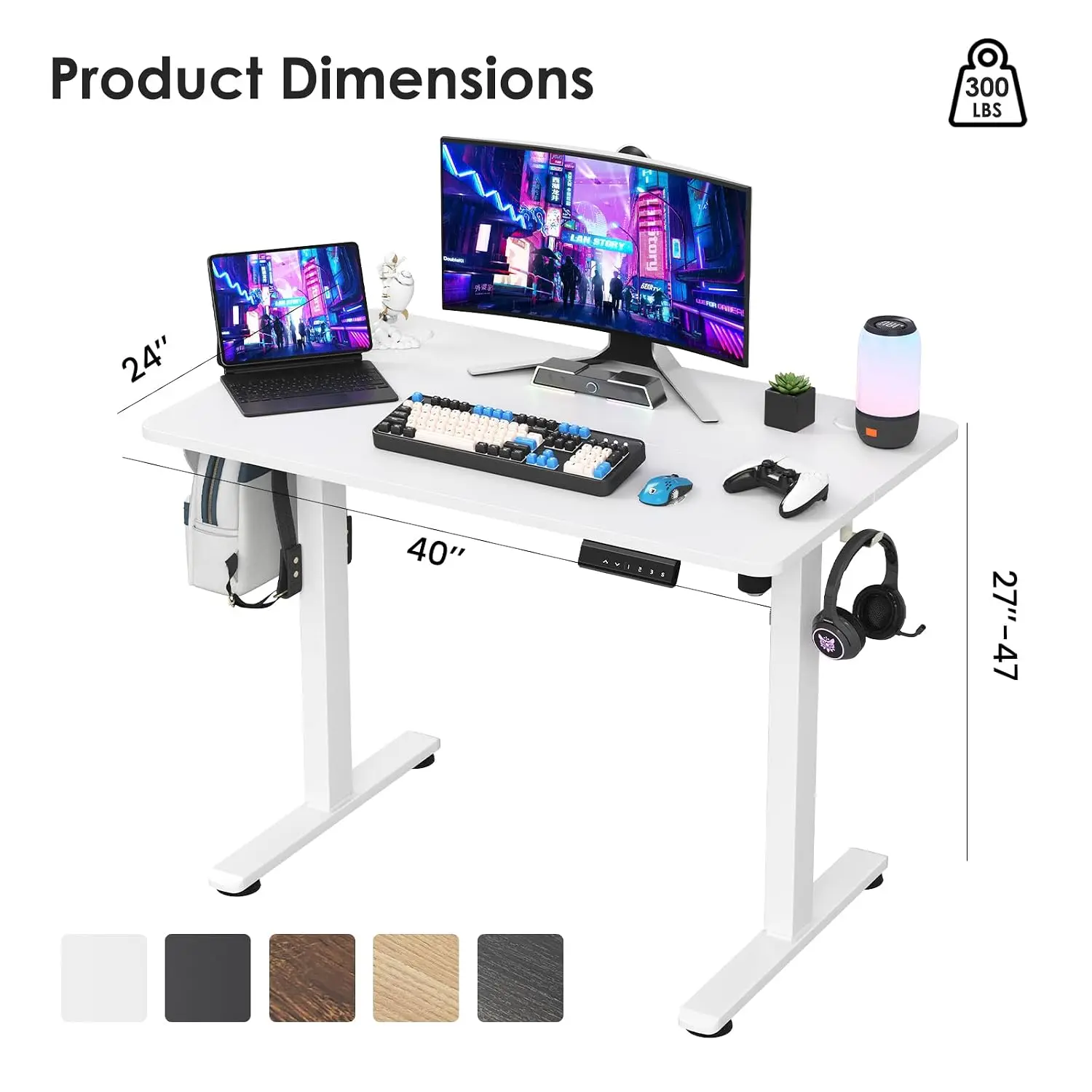 Electric Standing Desk Adjustable Height Sit Stand Home Office with Splice Board, Customized