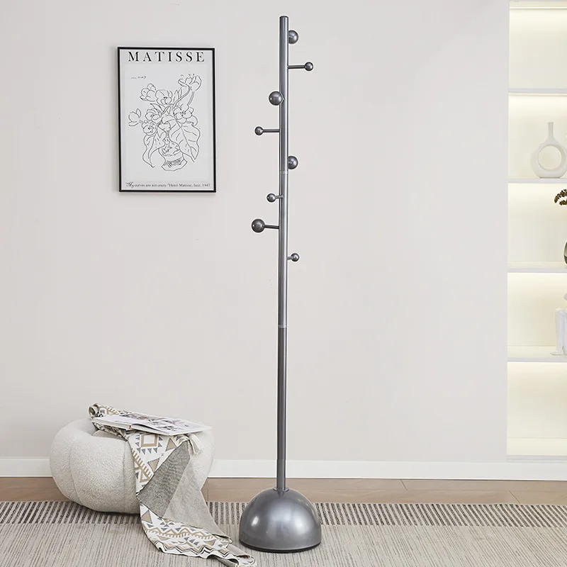 Minimalism Standing Single Rod Clothes Hanger for Bedroom Stainless Steel Coat Rack MultiFunctional